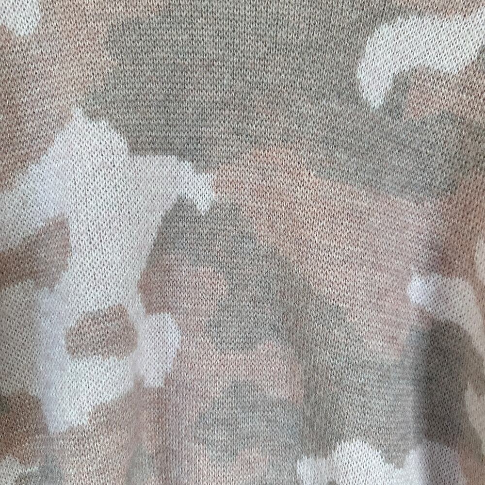 LUCKY BRAND Camo Wool Blend Pullover Sweater Crew Neck Size SMALL Light Pink - Picture 3 of 11